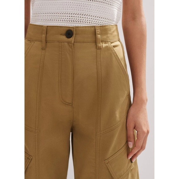 ME+EM Khaki Cargo Pants US 6 UK 10 Tapered Barrel Cotton Engineered-Leg Pant - Picture 2 of 7